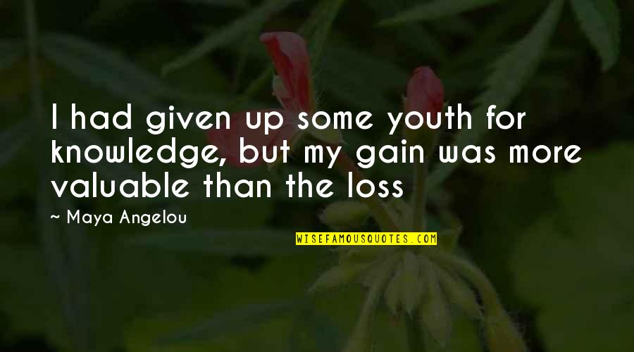 Wisdom And Youth Quotes By Maya Angelou: I had given up some youth for knowledge,