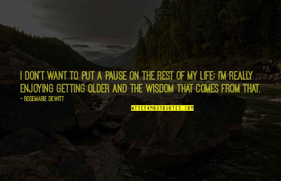 Wisdom That Comes Quotes By Rosemarie DeWitt: I don't want to put a pause on