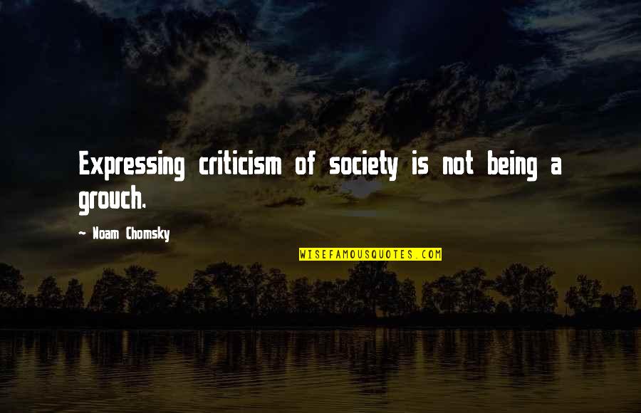 Wise Mental Health Quotes By Noam Chomsky: Expressing criticism of society is not being a