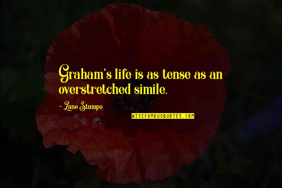 Witty Life Quotes By Zane Stumpo: Graham's life is as tense as an overstretched