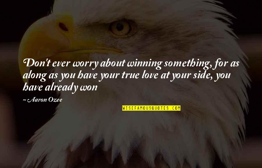 Wojnarski Agnes Quotes By Aaron Ozee: Don't ever worry about winning something, for as