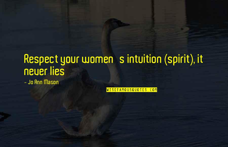 Women's Intuition Quotes By Jo Ann Mason: Respect your women's intuition (spirit), it never lies