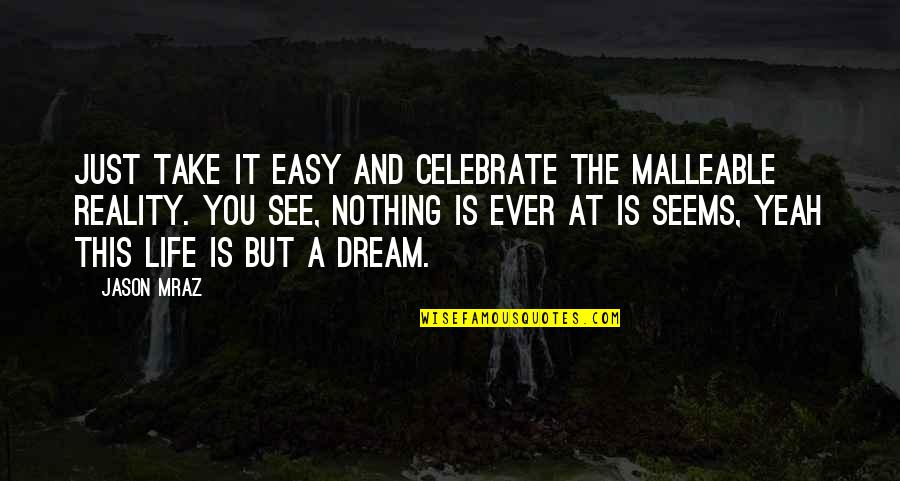 Woranari Quotes By Jason Mraz: Just take it easy and celebrate the malleable