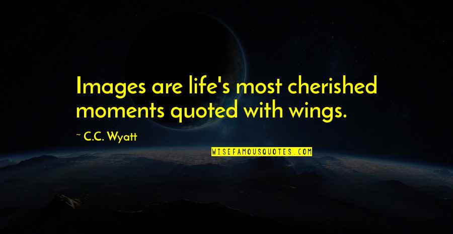 Words And Art Quotes By C.C. Wyatt: Images are life's most cherished moments quoted with