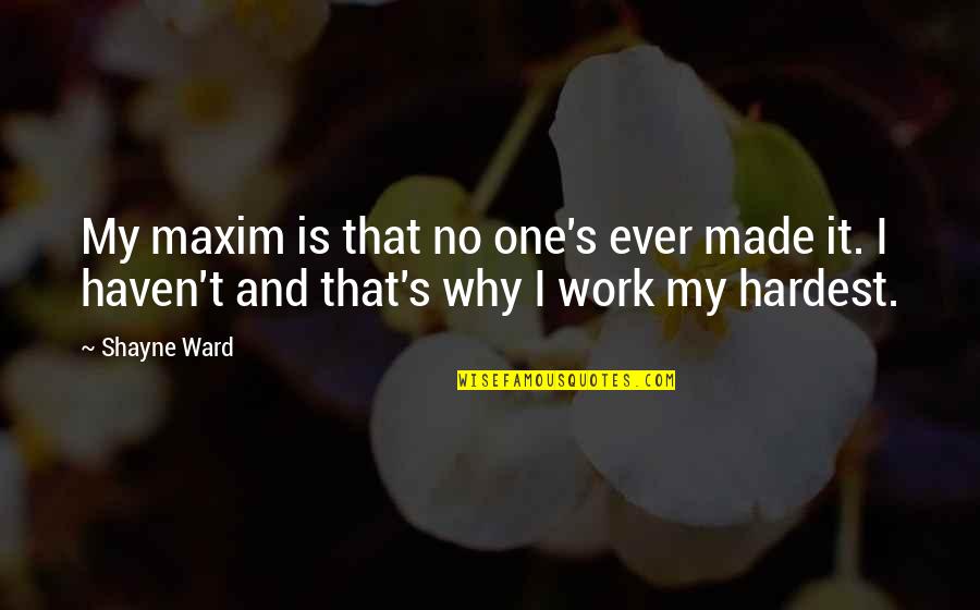 Work Why Quotes By Shayne Ward: My maxim is that no one's ever made