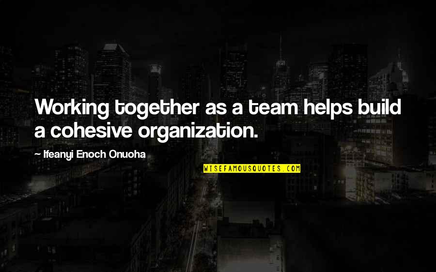 Working Success Quotes By Ifeanyi Enoch Onuoha: Working together as a team helps build a