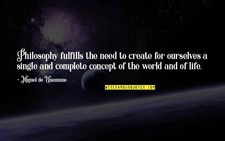 World And Technology Quotes By Miguel De Unamuno: Philosophy fulfills the need to create for ourselves