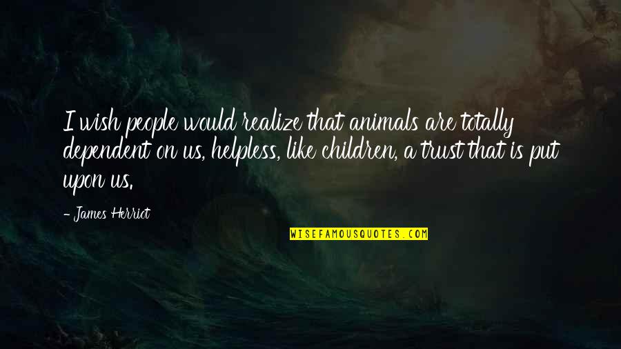 Would Pet Quotes By James Herriot: I wish people would realize that animals are