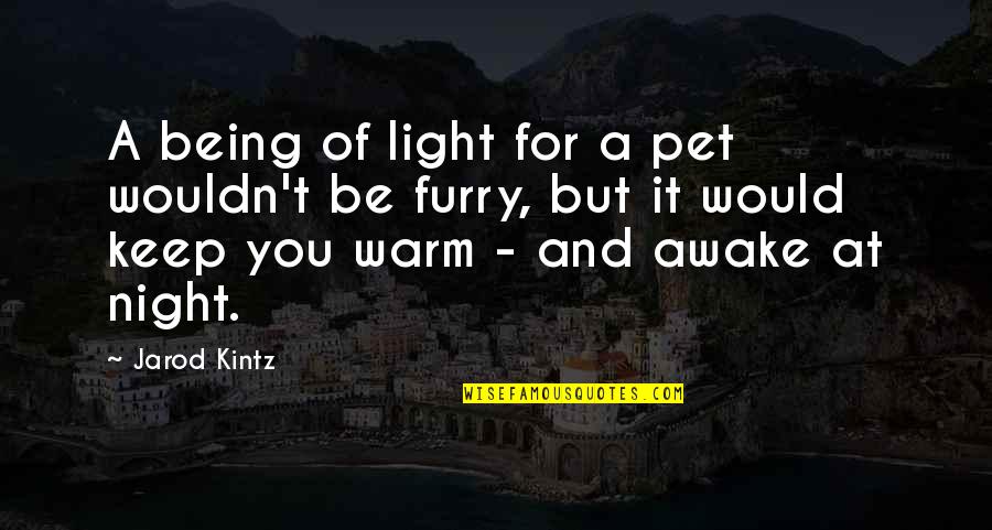 Would Pet Quotes By Jarod Kintz: A being of light for a pet wouldn't