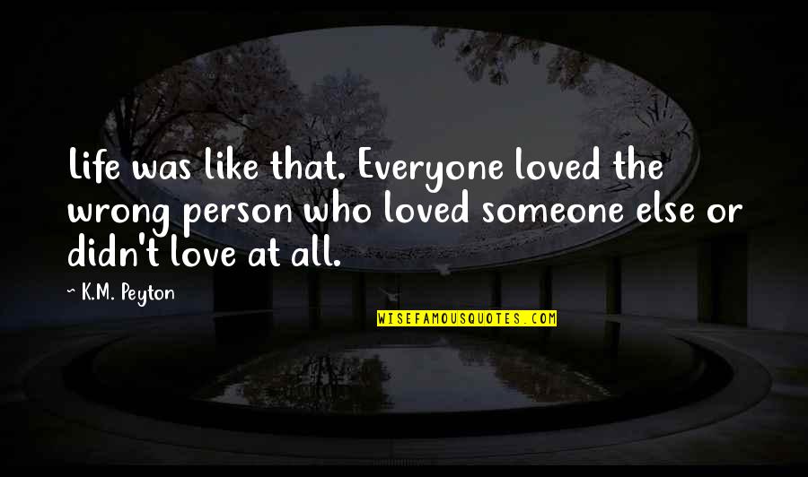Wrong Person In Life Quotes By K.M. Peyton: Life was like that. Everyone loved the wrong