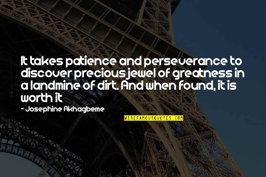 Yagami Yato Quotes By Josephine Akhagbeme: It takes patience and perseverance to discover precious