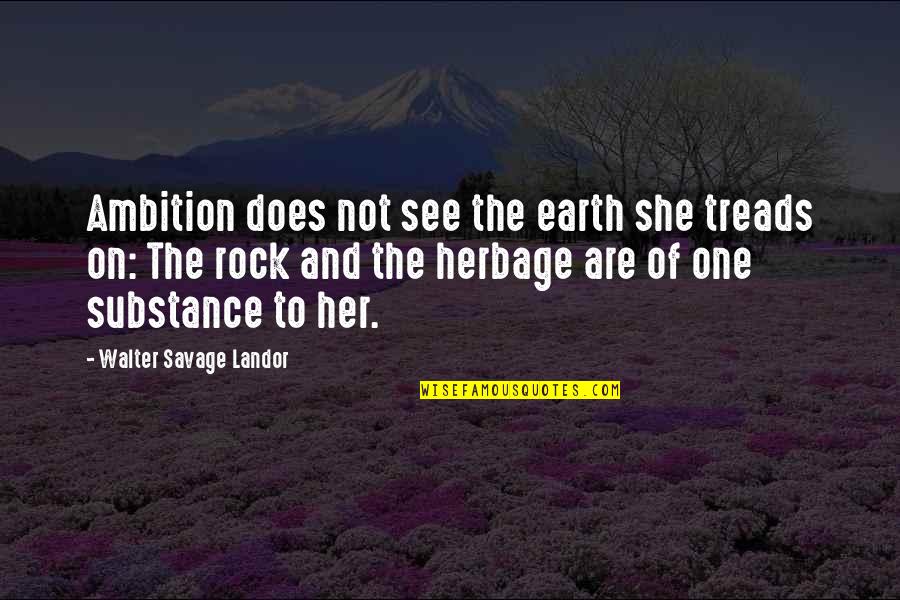 Yajna Pronunciation Quotes By Walter Savage Landor: Ambition does not see the earth she treads