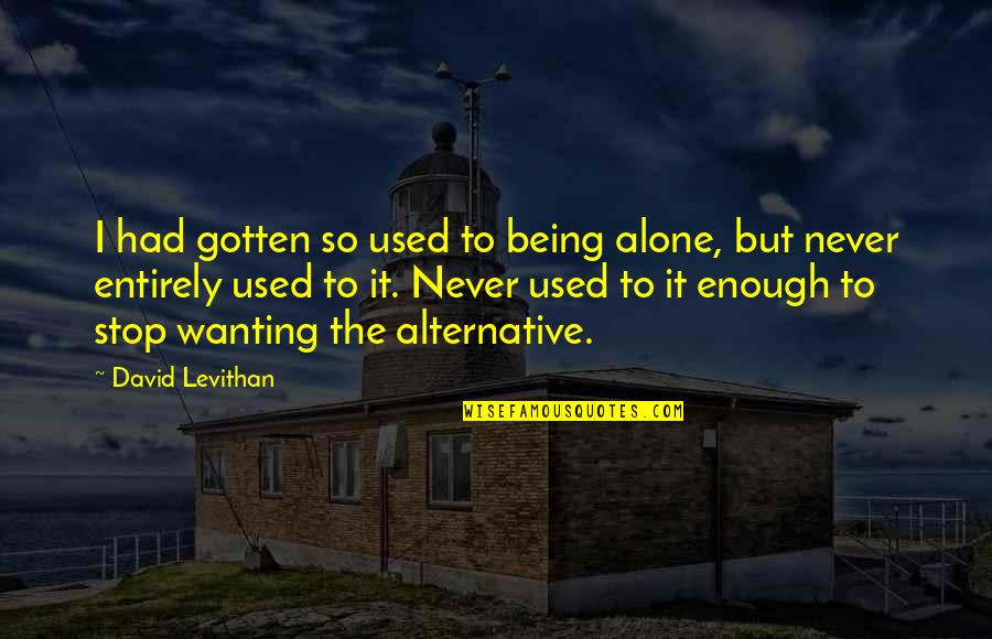 You Alone Are Enough Quotes By David Levithan: I had gotten so used to being alone,