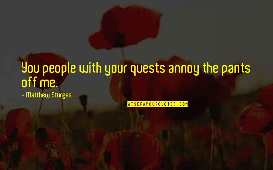 You Annoy Me Quotes By Matthew Sturges: You people with your quests annoy the pants