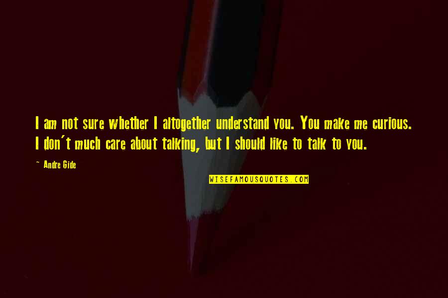 You Don't Understand Me Quotes By Andre Gide: I am not sure whether I altogether understand