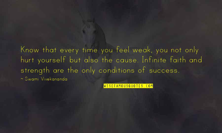 You Feel Hurt Quotes By Swami Vivekananda: Know that every time you feel weak, you