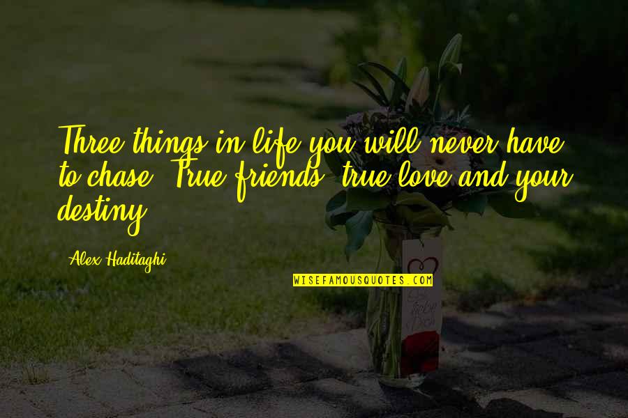 You First Love Quotes By Alex Haditaghi: Three things in life you will never have