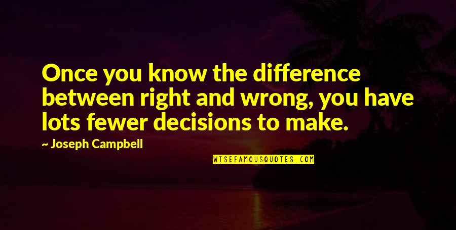 You Know You Were Wrong Quotes By Joseph Campbell: Once you know the difference between right and