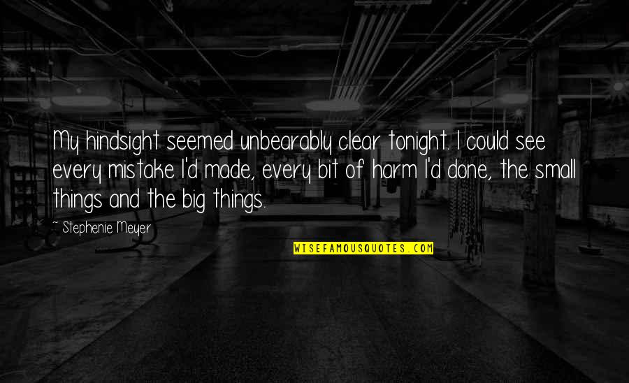 You Made A Big Mistake Quotes By Stephenie Meyer: My hindsight seemed unbearably clear tonight. I could