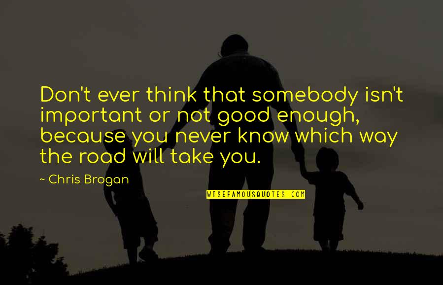 You Not Good Enough Quotes By Chris Brogan: Don't ever think that somebody isn't important or