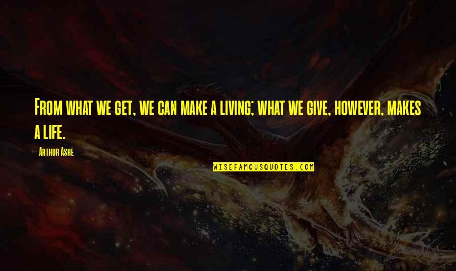 You Only Get What You Give Quotes By Arthur Ashe: From what we get, we can make a