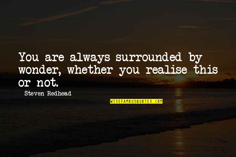 You Realise Quotes By Steven Redhead: You are always surrounded by wonder, whether you