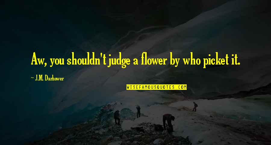 You Shouldn Judge Quotes By J.M. Darhower: Aw, you shouldn't judge a flower by who