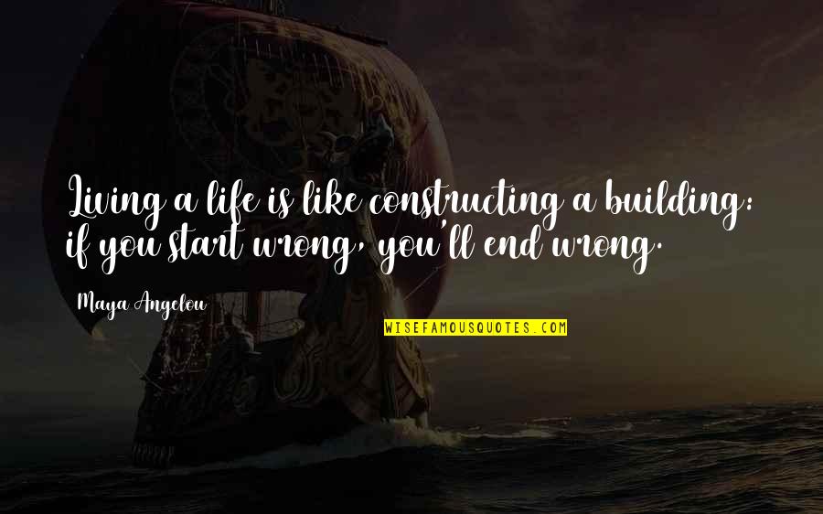 You Start Living Quotes By Maya Angelou: Living a life is like constructing a building: