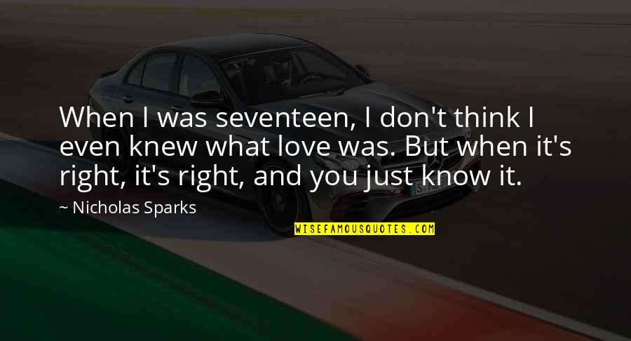 You Think I Don't Know Quotes By Nicholas Sparks: When I was seventeen, I don't think I