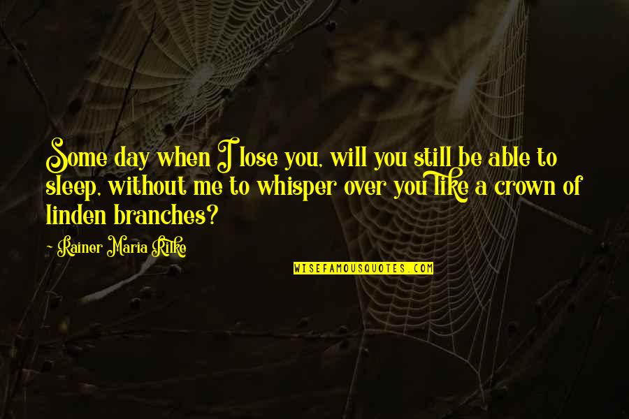 You Will Lose Me Quotes By Rainer Maria Rilke: Some day when I lose you, will you