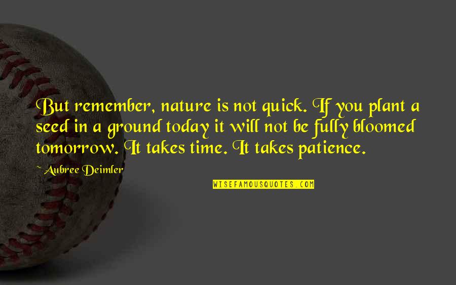 You Will Remember Quotes By Aubree Deimler: But remember, nature is not quick. If you