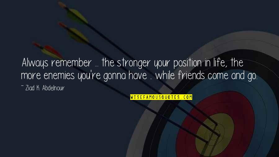 Your Enemies Quotes By Ziad K. Abdelnour: Always remember ... the stronger your position in