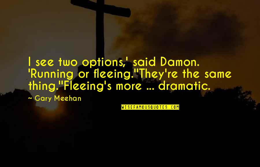 Your Friend Dating Your Ex Quotes By Gary Meehan: I see two options,' said Damon. 'Running or