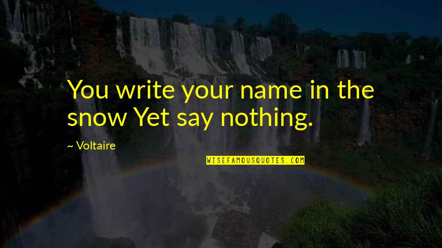 Your Name In Quotes By Voltaire: You write your name in the snow Yet