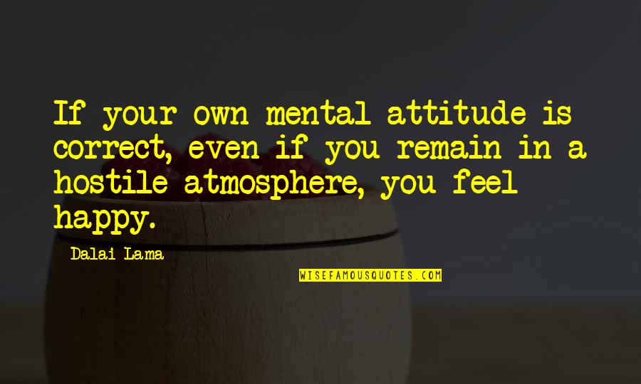 Your Own Happiness Quotes By Dalai Lama: If your own mental attitude is correct, even