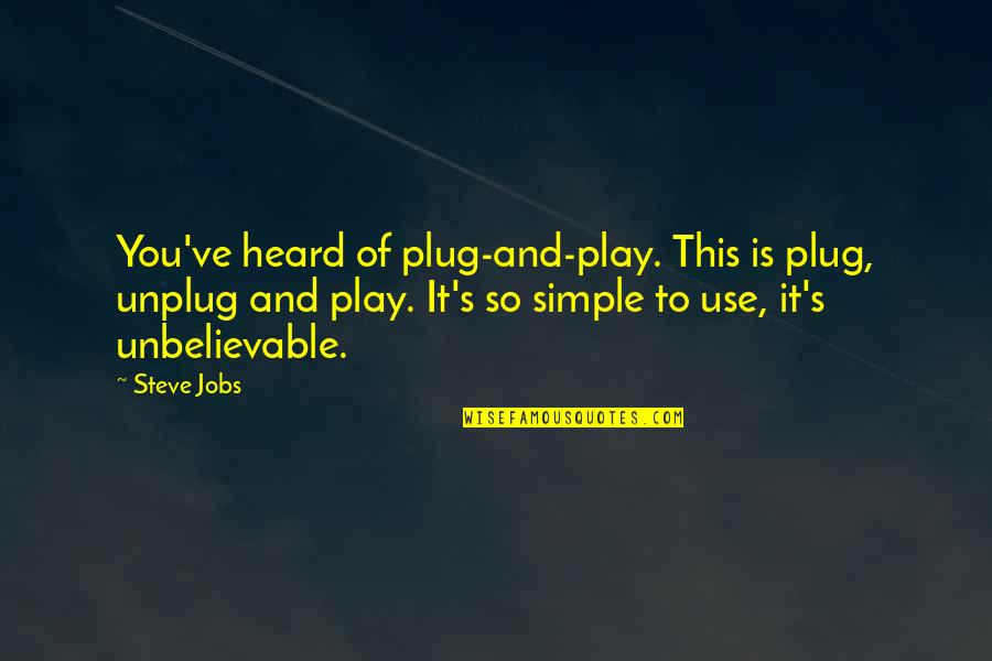 Your Unbelievable Quotes By Steve Jobs: You've heard of plug-and-play. This is plug, unplug