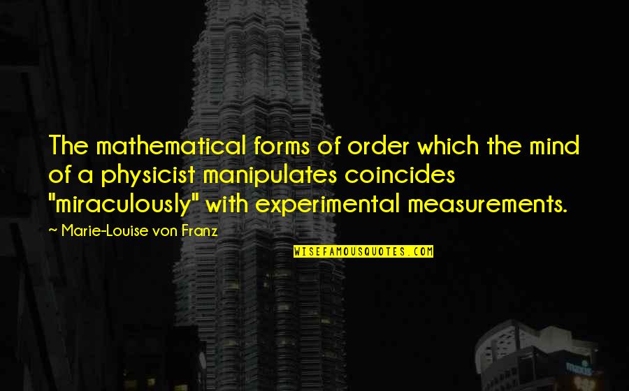 Youre A Good Guy Quotes By Marie-Louise Von Franz: The mathematical forms of order which the mind