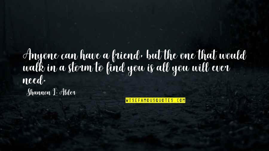 You're The Best Friend Quotes By Shannon L. Alder: Anyone can have a friend, but the one