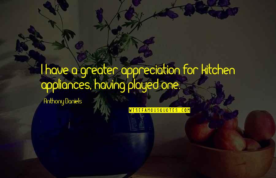 Youtube Marcus Aurelius Quotes By Anthony Daniels: I have a greater appreciation for kitchen appliances,