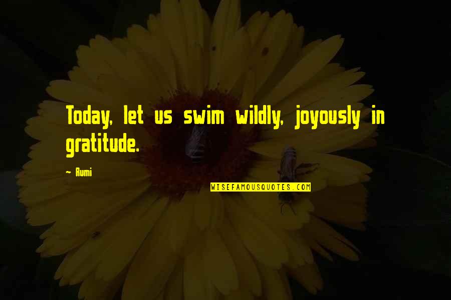 Yunusari Quotes By Rumi: Today, let us swim wildly, joyously in gratitude.