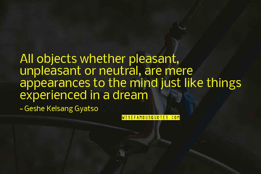 Yuuya Onii Quotes By Geshe Kelsang Gyatso: All objects whether pleasant, unpleasant or neutral, are