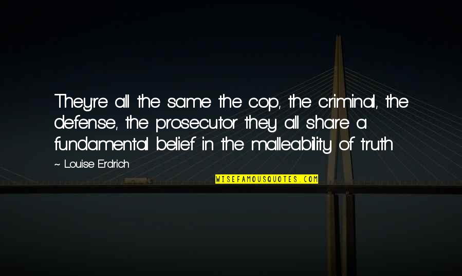 Zagler Las Cruces Quotes By Louise Erdrich: They're all the same the cop, the criminal,