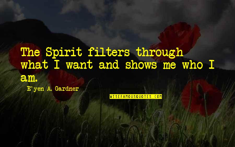 Zahalka Quotes By E'yen A. Gardner: The Spirit filters through what I want and
