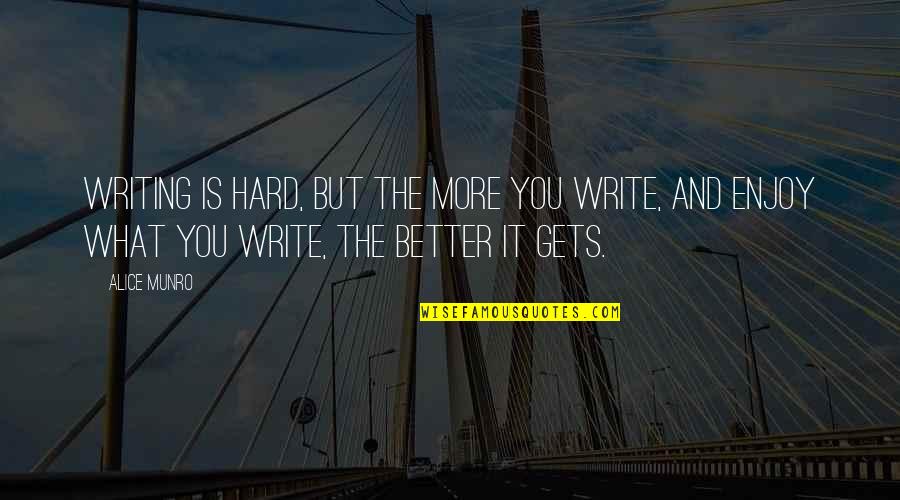 Zefinka Quotes By Alice Munro: Writing is hard, but the more you write,