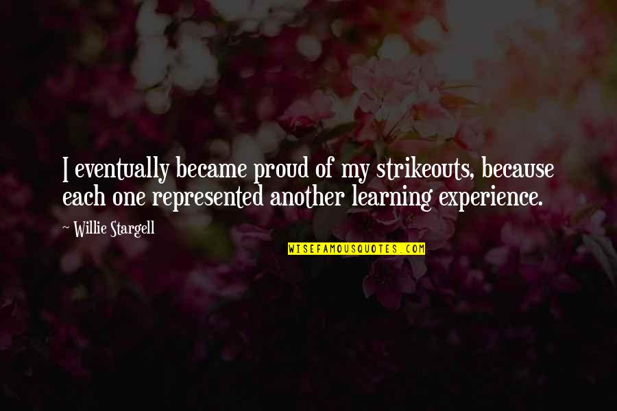 Ziplock Plastic Bags Quotes By Willie Stargell: I eventually became proud of my strikeouts, because