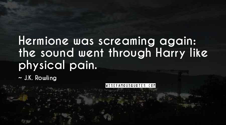 J.K. Rowling Quotes: Hermione was screaming again: the sound went through Harry like physical pain.