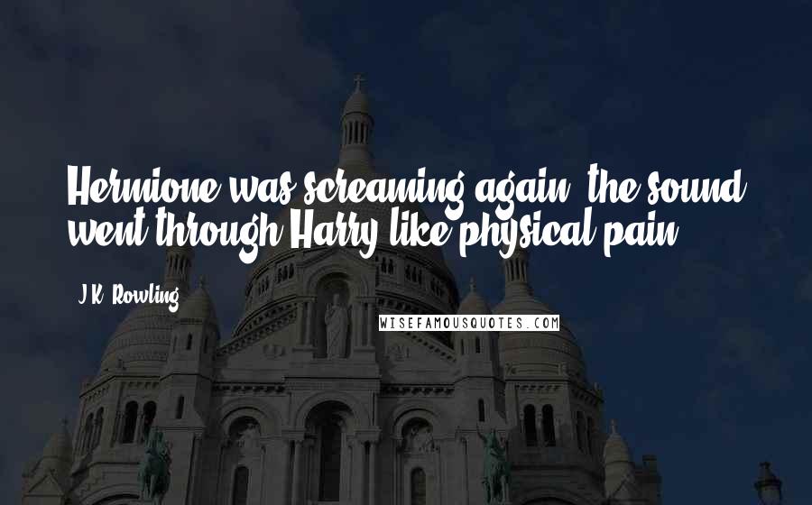 J.K. Rowling Quotes: Hermione was screaming again: the sound went through Harry like physical pain.