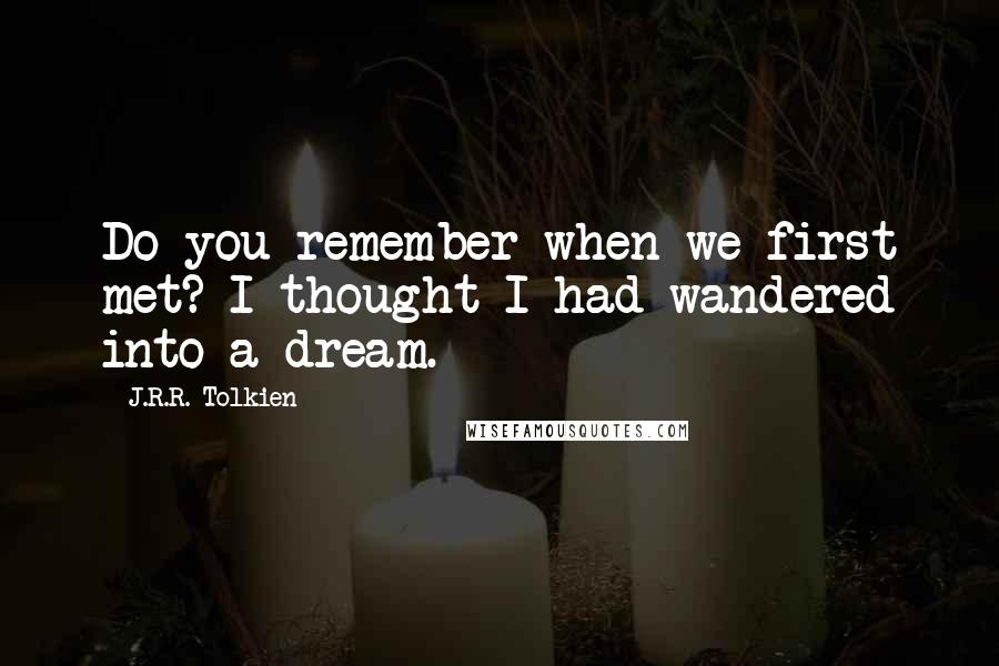 J.R.R. Tolkien Quotes: Do you remember when we first met? I thought I had wandered into a dream.