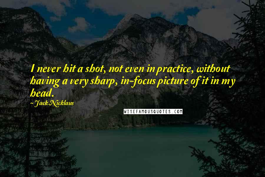 Jack Nicklaus Quotes: I never hit a shot, not even in practice, without having a very sharp, in-focus picture of it in my head.