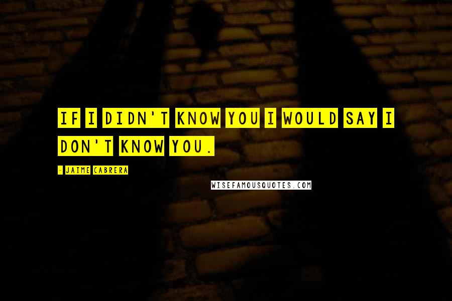 Jaime Cabrera Quotes: If I didn't know you I would say I don't know you.